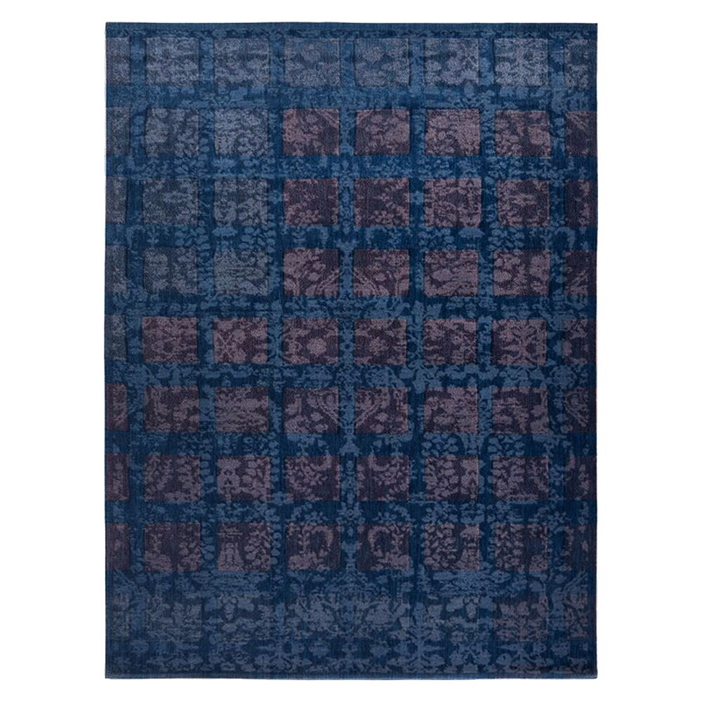 Living room rug transformed from product photo to AI-generated catalog room scene